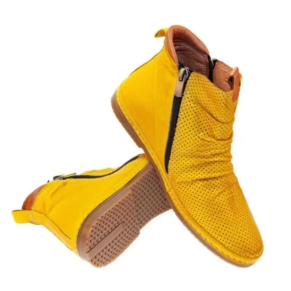 Ethan valdes genuine leather cruise shoes booties yellow boots - Picture 2 of 7